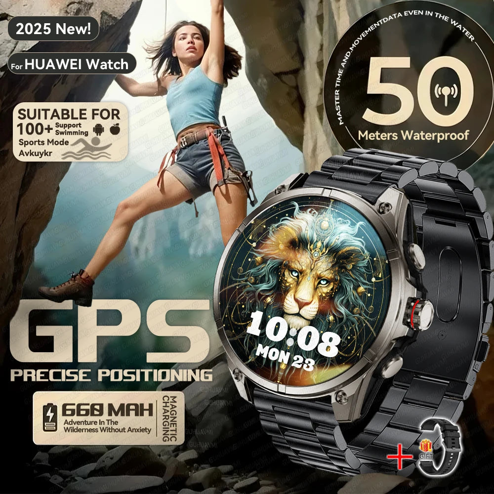 2025 nouvelles montres intelligentes GPS haut de gamme altimètre extérieur baromètre écran AMOLED boussole GPS intégrée sport militaire Smartwatch hommes