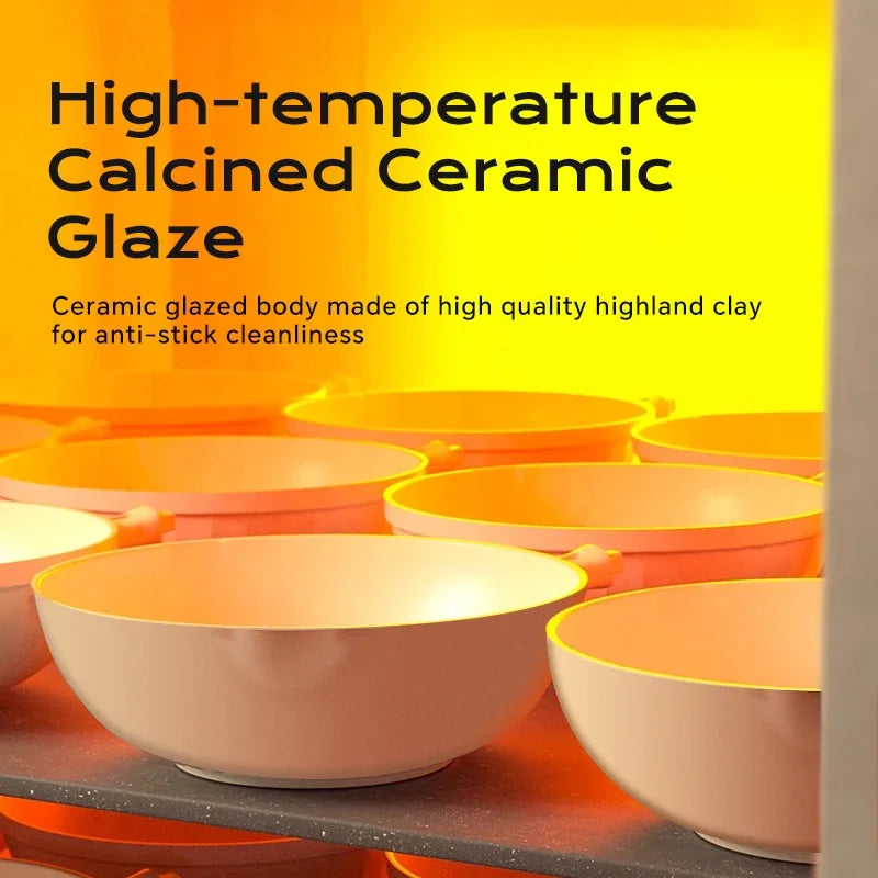 DONNOR Pot en céramique poêle antiadhésive Wok poêle avec couvercle poêle de Chef cuisinière à gaz à Induction Steak universel cuisson poêle à Omelette aux œufs