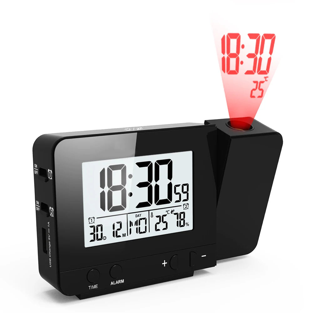 FanJu FJ3531 réveil numérique Date fonction Snooze rétro-éclairage montre projecteur mural bureau Table horloge Led avec Projection de temps