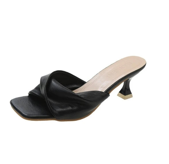 Mules à bout pointu et talons hauts pour femmes, pantoufles à la mode, couleurs mélangées, diapositives à enfiler, sandales de strip-teaseuse pour fête d'été, 2024