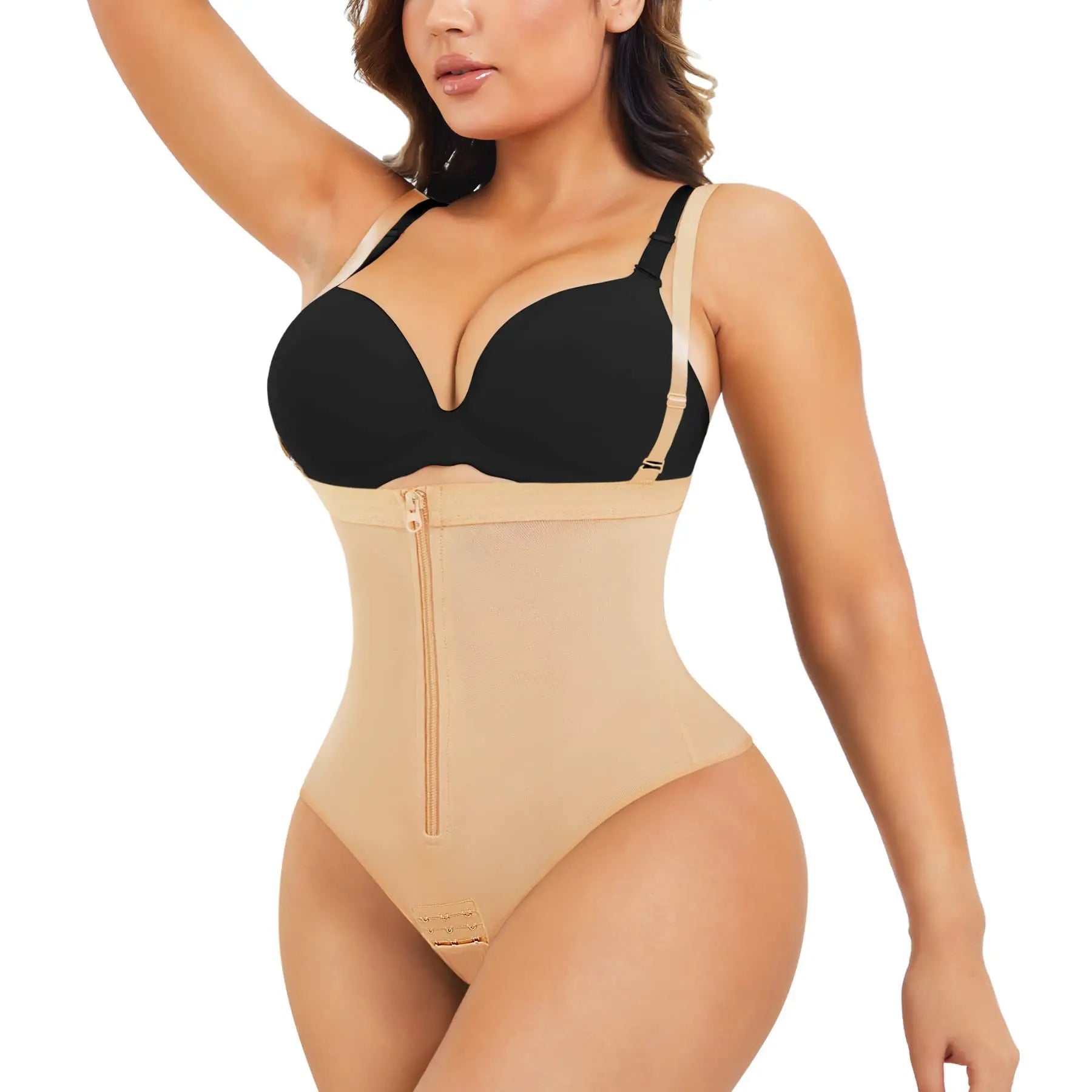 Culotte sans couture avec fermeture éclair et ouverture à l'entrejambe, sous-vêtement transparent, ceinture saillante, double ventre, slip contractant, levage de la hanche, ouverture à l'entrejambe