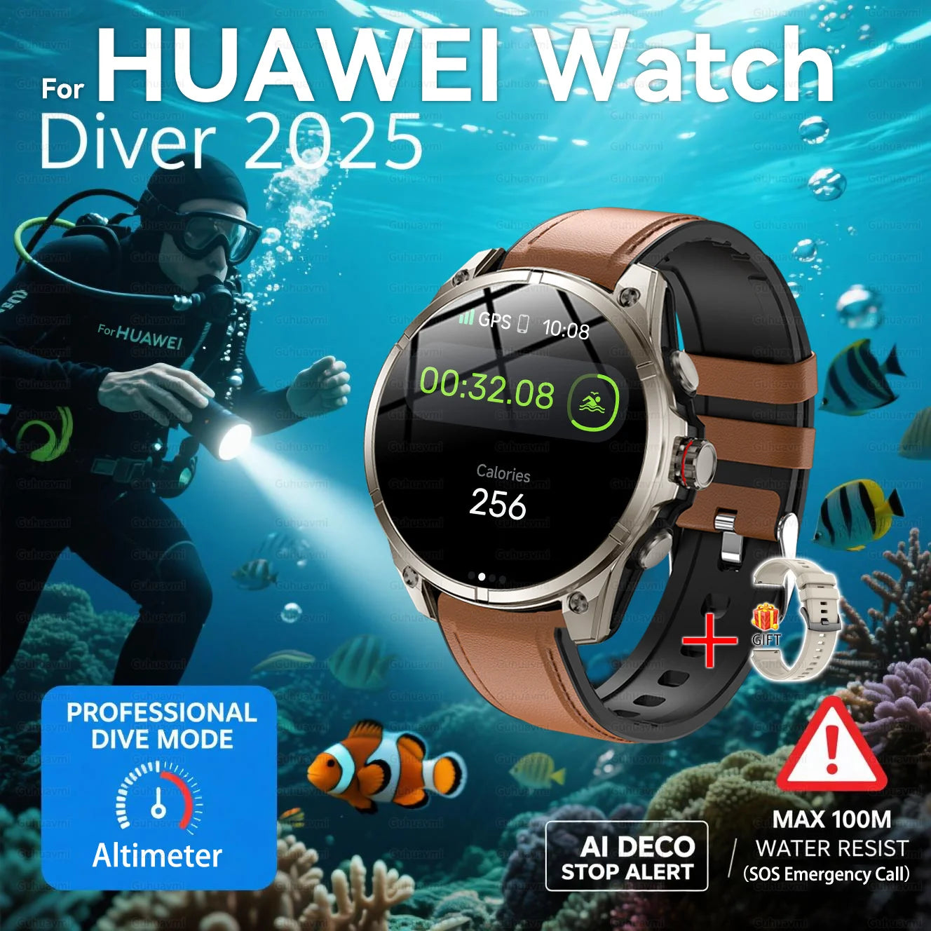 2025 nouvelles montres intelligentes GPS haut de gamme altimètre extérieur baromètre écran AMOLED boussole GPS intégrée sport militaire Smartwatch hommes