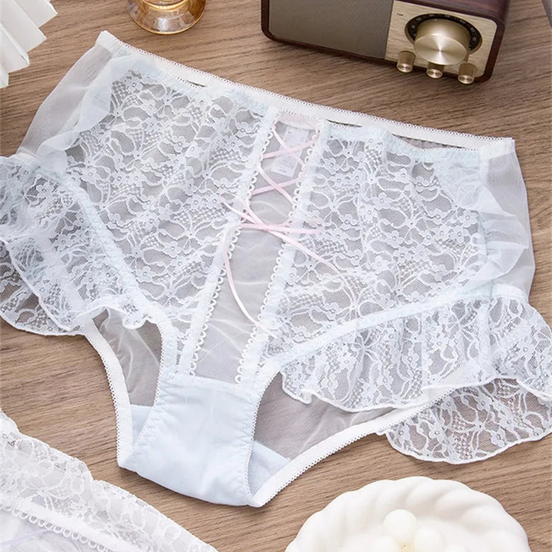 Lingerie femme culotte sexy Vintage dentelle ropa intérieur femenina taille haute calzones para mujer grande taille sous-vêtements de style court