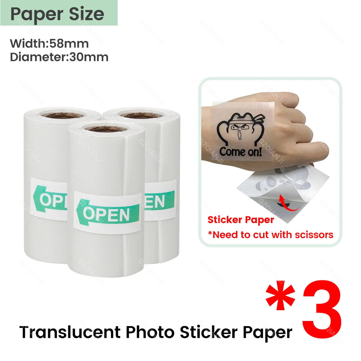 304DPI imprimante thermique de poche Bluetooth Mini imprimante Photo Portable sans fil iOS Android impression et 57mm rouleaux de papier de couleur blanche