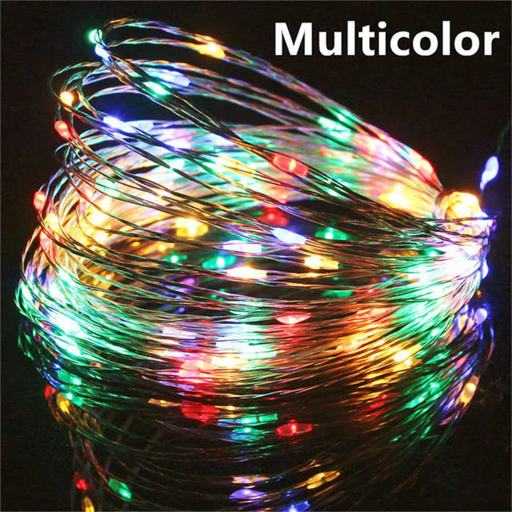 Guirlande lumineuse LED USB 10/20/30M, fil de cuivre et d'argent, guirlande lumineuse féerique étanche pour noël, décoration de fête de mariage