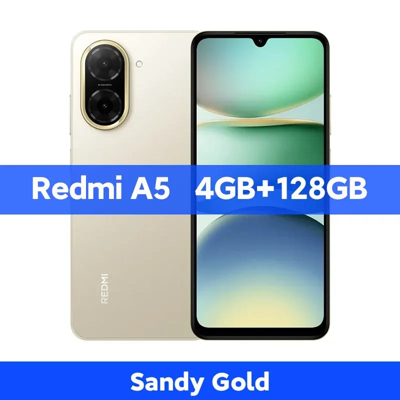 Version mondiale Xiaomi Redmi A5 Smartphone 32MP AI double caméra 6.88 "affichage UNISOC T7250 CPU 5200mAh batterie 15W charge rapide