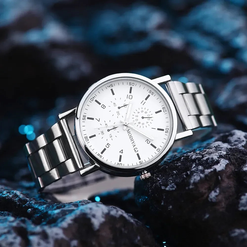 Casual Numéro Cadran Montre à quartz Marque Acier Maille Ceinture Montre Pour Hommes Rond Affaires, Montres-bracelets, Horloge De Luxe, Relogio Feminino