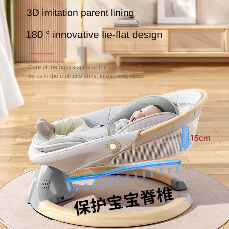 Chaise à bascule électrique pour bébé, berceau pour bébé à dormir, berceau réglable avec plateau à manger, moustiquaire musicale