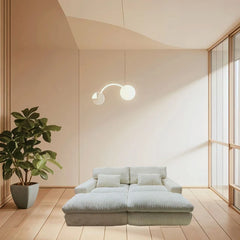 Canapé-lit Double en velours côtelé de luxe, Style italien rétro, pour salon, Compression sous vide, lavable, personnalisable