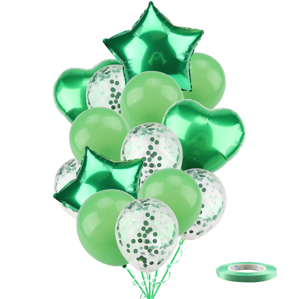 Ballons métalliques en forme d'étoile et de cœur, 14 pièces, ensemble de confettis or rouge bleu rose pour joyeux anniversaire, réception-cadeau pour bébé, mariage