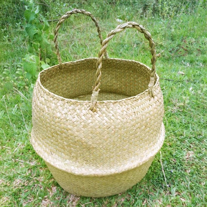 Panier en osier d'algues, pot de fleurs suspendu en rotin, pot de fleurs pour vêtements sales, panier de rangement pour vêtements sales WF1015