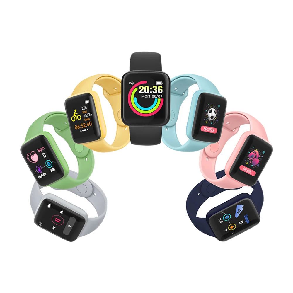 Montre intelligente multifonctionnelle hommes femmes Bluetooth connecté téléphone musique Fitness sport Bracelet moniteur de sommeil Y68 Smartwatch D20