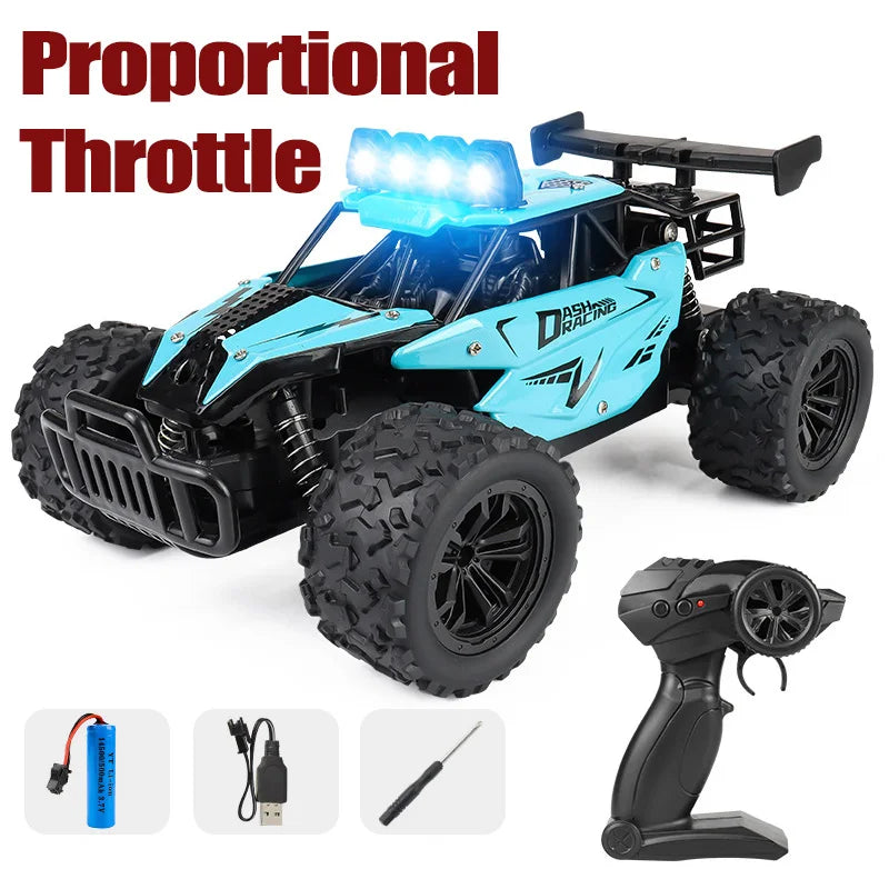 Voiture télécommandée tout-terrain à dérive avec LED, véhicule d'escalade Rc à grande vitesse, camions 2.4G, jouet d'extérieur pour enfants, cadeau, 1:16