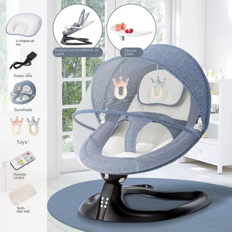 Chaise à bascule électrique Coax Baby God, chaise apaisante pour nouveau-né, berceau de sommeil pour bébé inclinable, lit pouvant s'asseoir et voiler