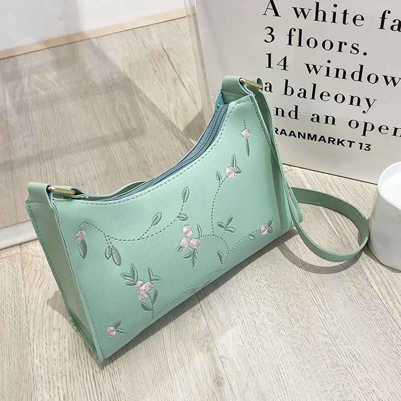 Sac à main en cuir PU souple pour femmes, petit fourre-tout pour filles, sacs sous les bras, sac à main de voyage de plage, dentelle florale, été initié