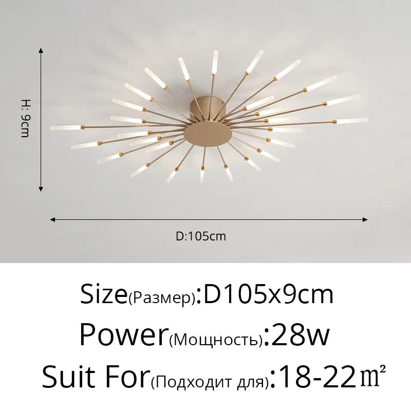 Modern LED Chandelier For Living Room Bedroom Home Roof Indoor Gold Metal Ceiling Lamp With Remote Control Lighting Lustre Decor