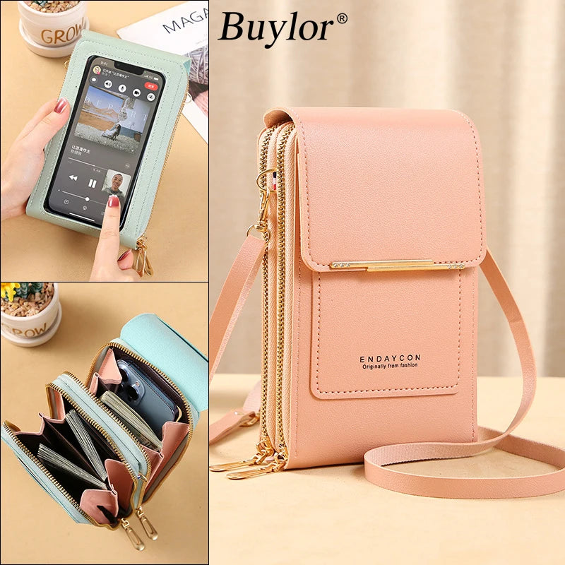 Buylor sac à main femme écran tactile sac à main pour téléphone portable sac à bandoulière femme pas cher petit portefeuille en cuir souple bandoulière сумка ж Dönusen