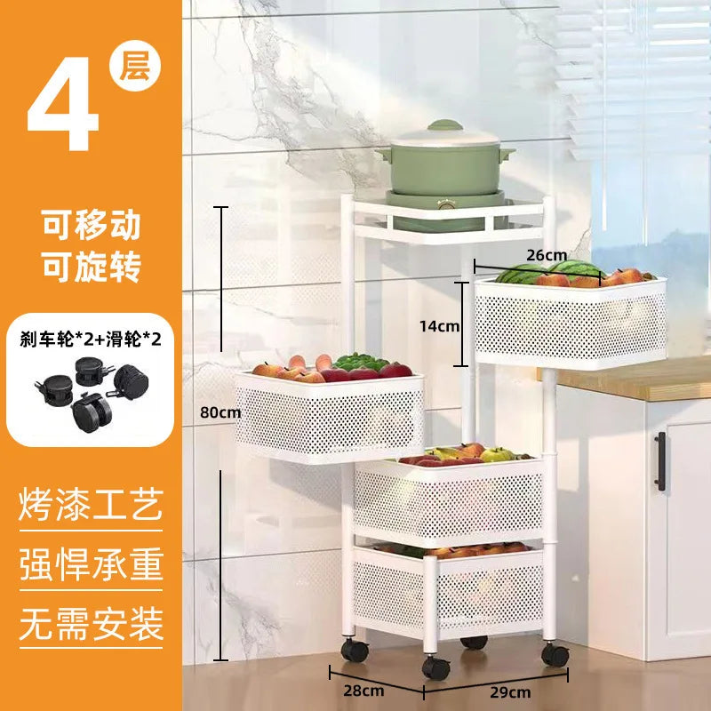 Petit chariot de rangement multicouche, chariot de cuisine moderne et créatif, meubles de maison simples, étagère rotative au sol, boîte à collation pour salon