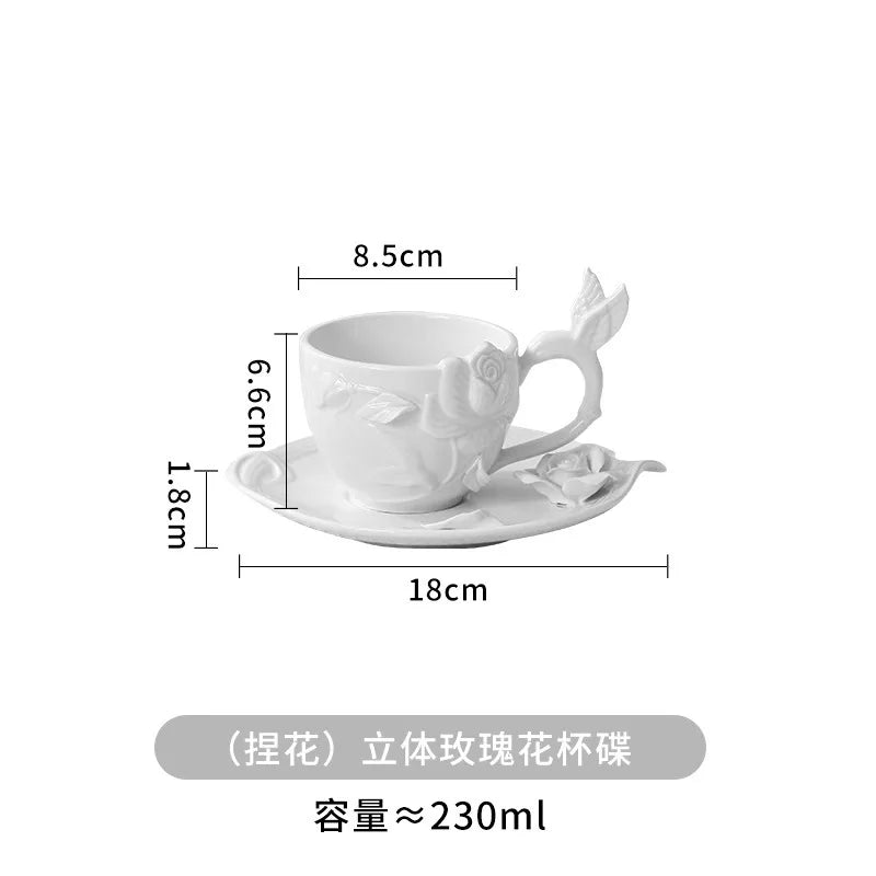 Bol à fleurs, assiette, tasse et vaisselle à main en Relief européen, ensemble pour le thé de l'après-midi à la maison, assiette d'exposition en céramique exquise