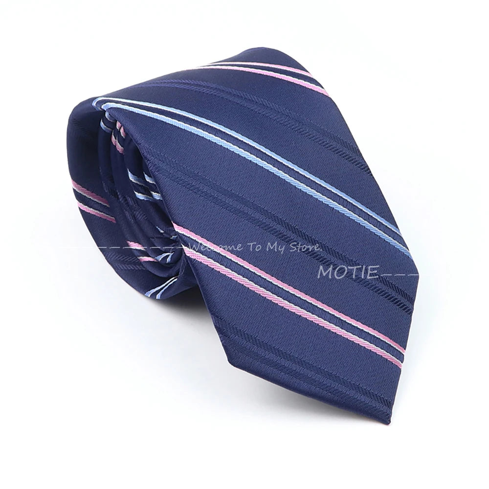 Cravates en polyester rayées gracieusement plaidées cravates rouges bleues cravate pour groupe fête bureau chemise col costume accessoires décoratif