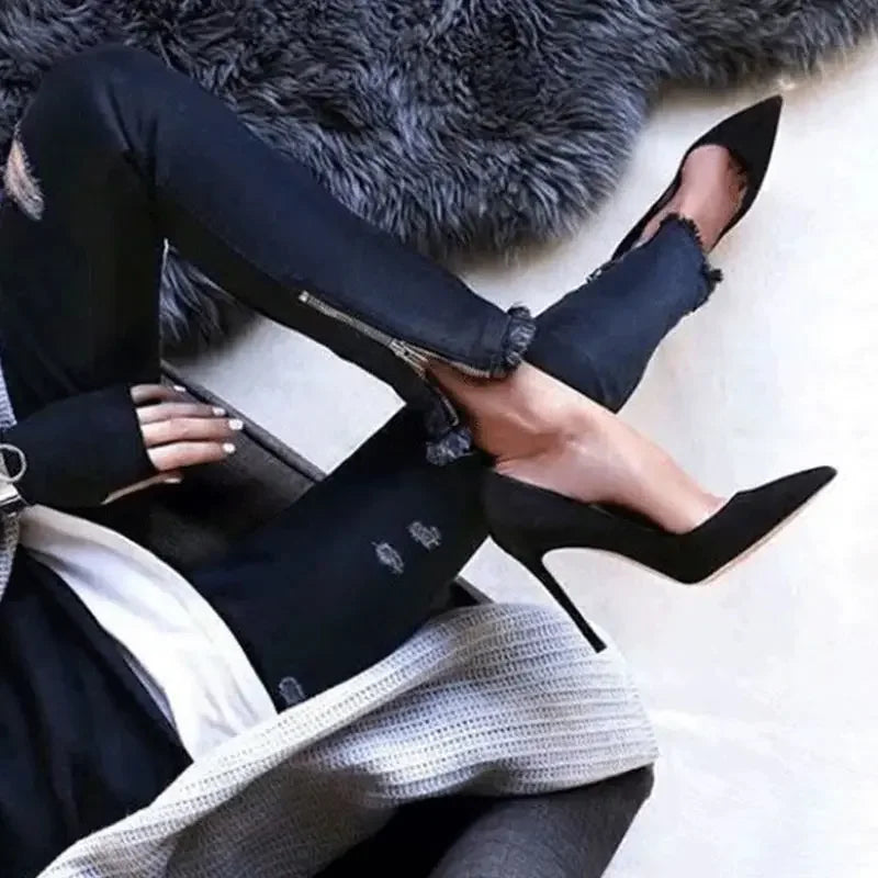 Femmes pompes Sexy daim Ponited orteils talons hauts mode bureau Stiletto fête rouge chaussures de mariage femme confort femmes chaussures