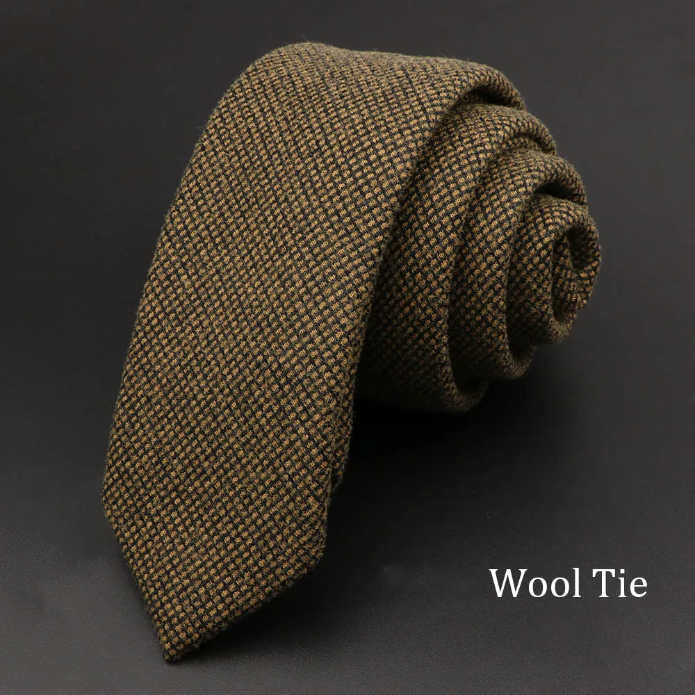 Coton solide fait à la main Cravates en laine Hommes Cravate Rayé Col étroit Slim Cachemire Casual Cravate Accessoires