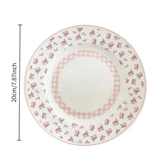 Assiette à dîner en céramique florale rose, petite assiette française florale brodée à bords en dentelle, assiette à salade légère, adaptée à la décoration de la maison, assiette à pain pour petit déjeuner quoti