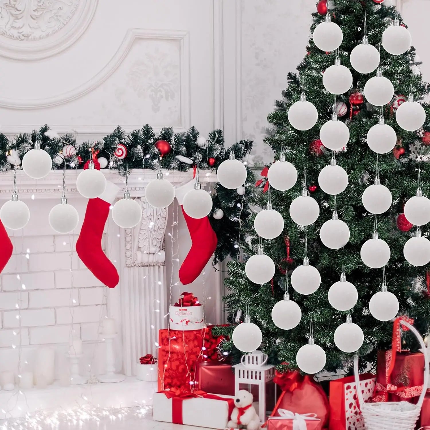 Boules de noël en velours rouge vin de 6cm, pour arbre de noël floqué, pendentifs suspendus, fournitures de décoration pour la maison, Festival, fête