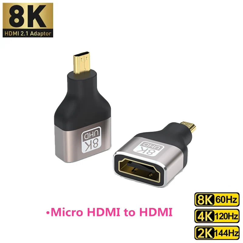 Adaptateur HDMI 2.1, 8K, Angle droit de 90 à 270 degrés, convertisseur mâle à femelle, connecteur d'extension de câble HDMI pour TV, ordinateur portable, moniteur