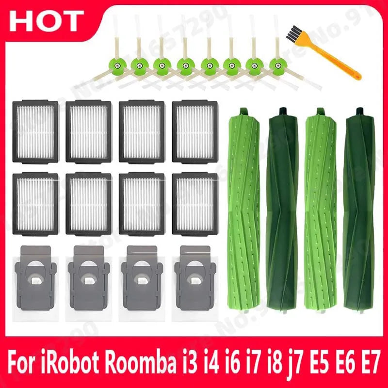 Sac à poussière avec filtre Hepa pour brosse latérale principale, pièces de rechange pour aspirateur Robot iRobot Roomba i3 i4 i6 i7 i8 j7 E5 E6 E7, accessoires
