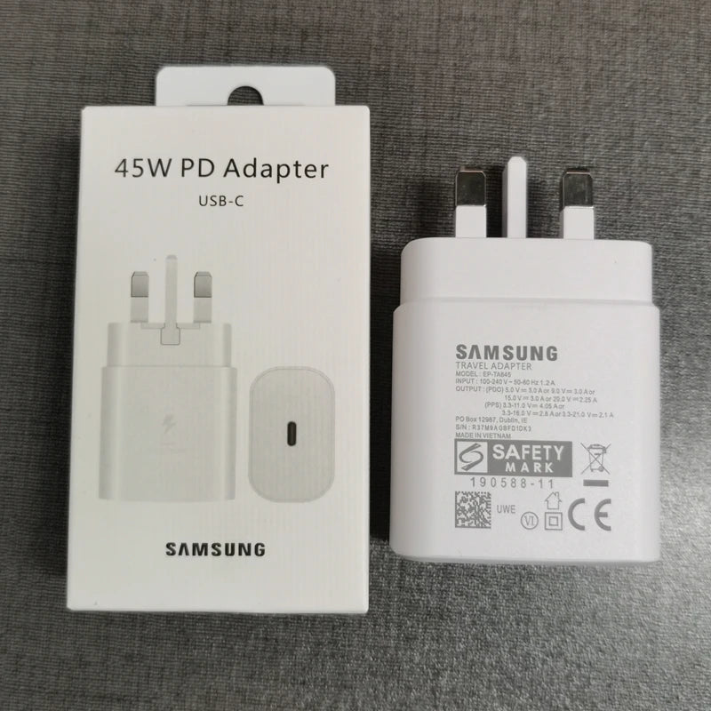 Pour Samsung S24 UK chargeur 45W PD adaptateur de Charge Super rapide pour Galaxy Z Flip Fold 6 5 4 3 2 S20 S21 S22 S23 Note 20 Ultra 10 FE