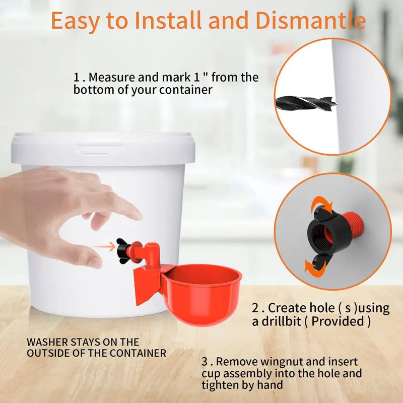 Mangeoire à eau pour poulet, remplissage automatique, bol à boire pour volaille, pour poussins, canards, oiseaux, dinde, Etc., grandes tasses, 12 pièces