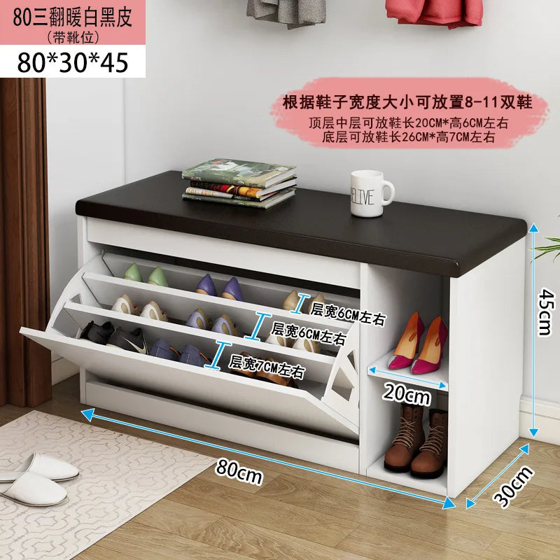 Porche entrée chaussure chaise rembourré salon maison rabat étagère à chaussures banc avec siège armoire à chaussures multicouche