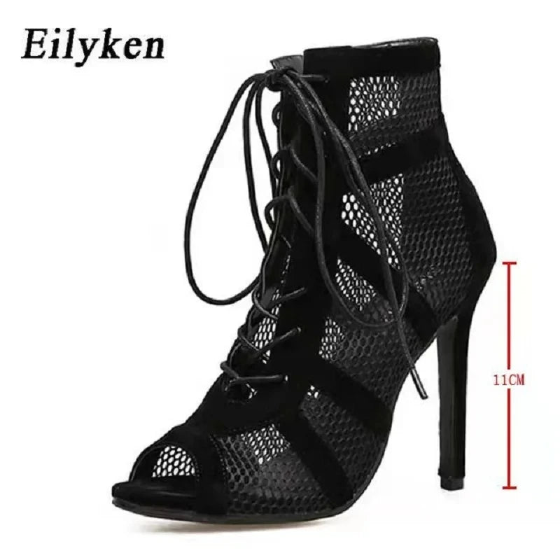 Eilyken Sexy mode femmes chaussures très léger confort haute qualité talons fins bout ouvert danse femme sandales taille 43