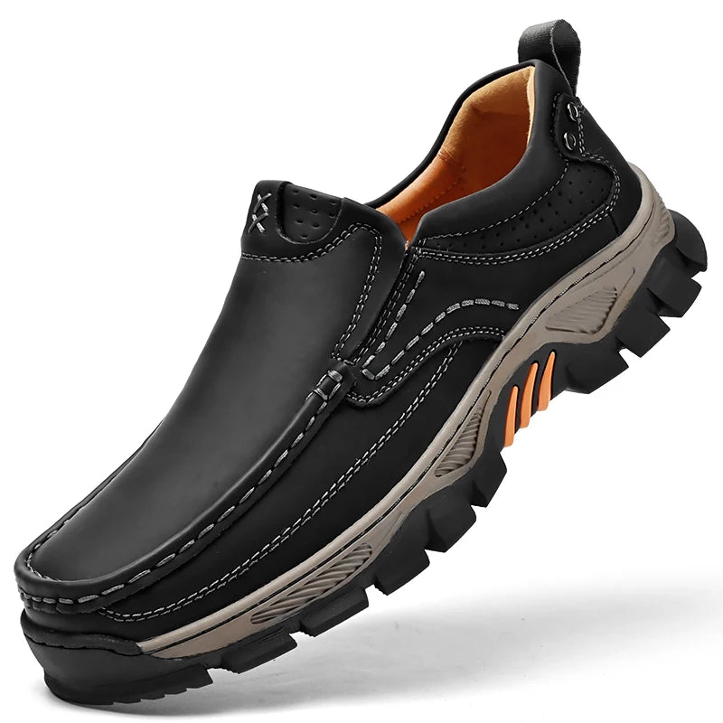 Mocassins en cuir de Style rétro pour hommes, chaussures confortables et décontractées, respirantes, pour la conduite, pour voyage, escalade, Camping
