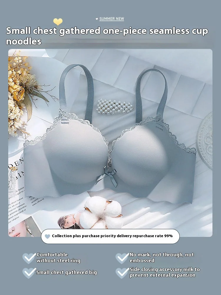 Lingerie femme petits seins rassemblés pur désir pour épaissir un morceau de filles sans marquage sans anneau en acier soutien-gorge Sexy