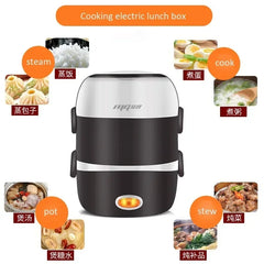Mini cuiseur à riz électrique en acier inoxydable, 2/3 couches, cuiseur vapeur, repas portable, chauffage thermique, boîte à lunch, récipient pour aliments, plus chaud