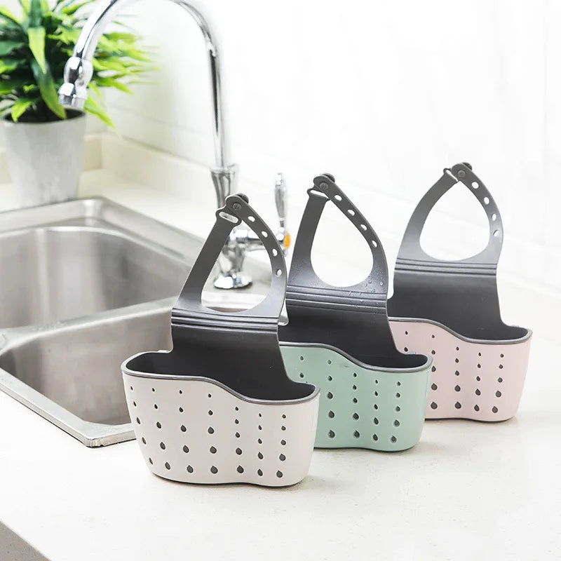 Évier créatif bleu ciel, support de rangement et de Drainage, sac suspendu, robinet de cuisine, panier de rangement et suspendu réglable, 1 pièce