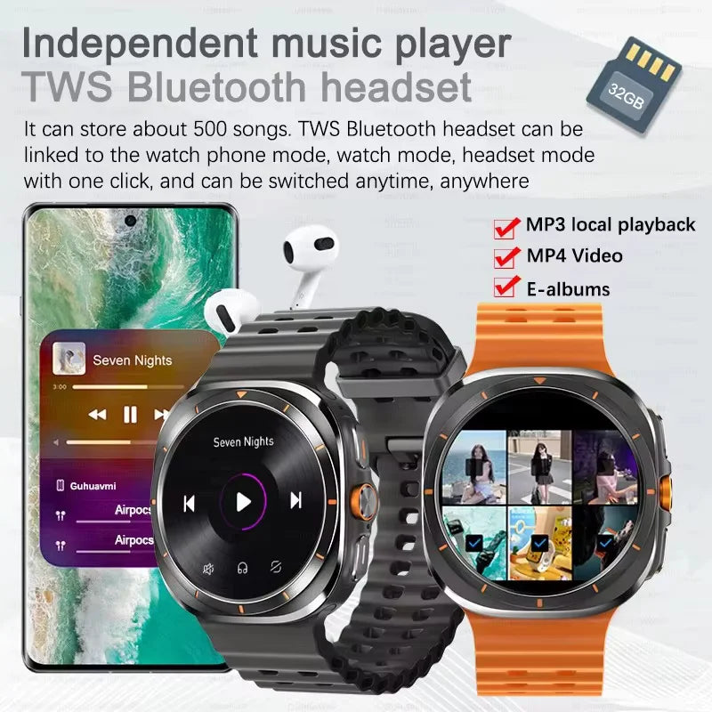 2025 nouveau pour HUAWEI DT montre Ultra 7 SmartWatch 32 go de mémoire TWS musique vidéo NFC Bluetooth appel HD saphir écran Bracelet intelligent