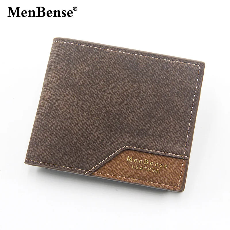 New Men's Wallet Short Cross Section Youth Tri-fold Wallet Stitching Business Multi-card Zipper Coin Purse Wallet Passport Cover