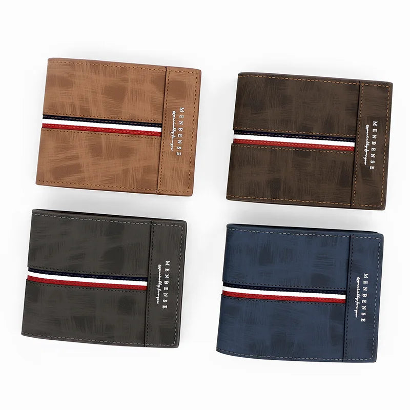 2024 New Short Men Wallets Slim Card Holder Name Print Male Purses Luxury PU Leather Coin Pocket High Quality Small Men's Wallet