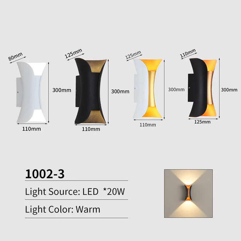 JoollySun Wall Light Outdoor Lamp Home Decor Lighting for Balcony Garden LED Waterproof Aluminium Modern Wall Mounted Sconces