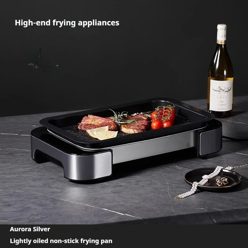 Poêle à gril électrique antiadhésive, plaque de cuisson pour usage domestique, plaque de rôtissage de poisson, appareil de cuisine de luxe léger