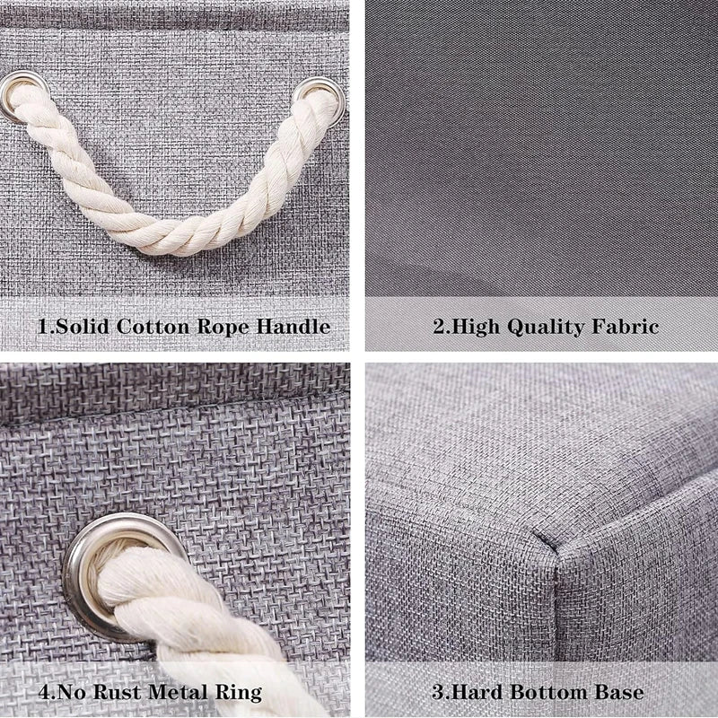Paniers de rangement pliables en tissu de lin, organisateur de jouets pour enfants, boîte de rangement pour vêtements et articles divers, panier à linge