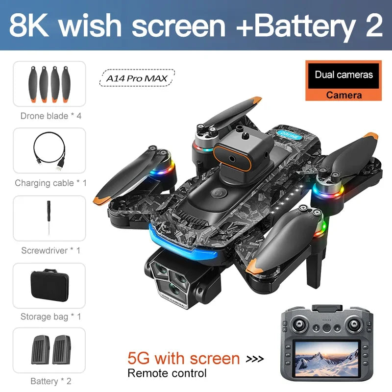 Xiaomi A14Pro max GPS Drone 4K professionnel double caméra Dron moteur sans brosse WIFI FPV pliable RC quadrirotor hélicoptère jouets
