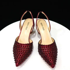Venus Chan – escarpins à bout pointu pour femmes, chaussures et sacs italiens élégants, couleur vin, ensemble assorti, 2023