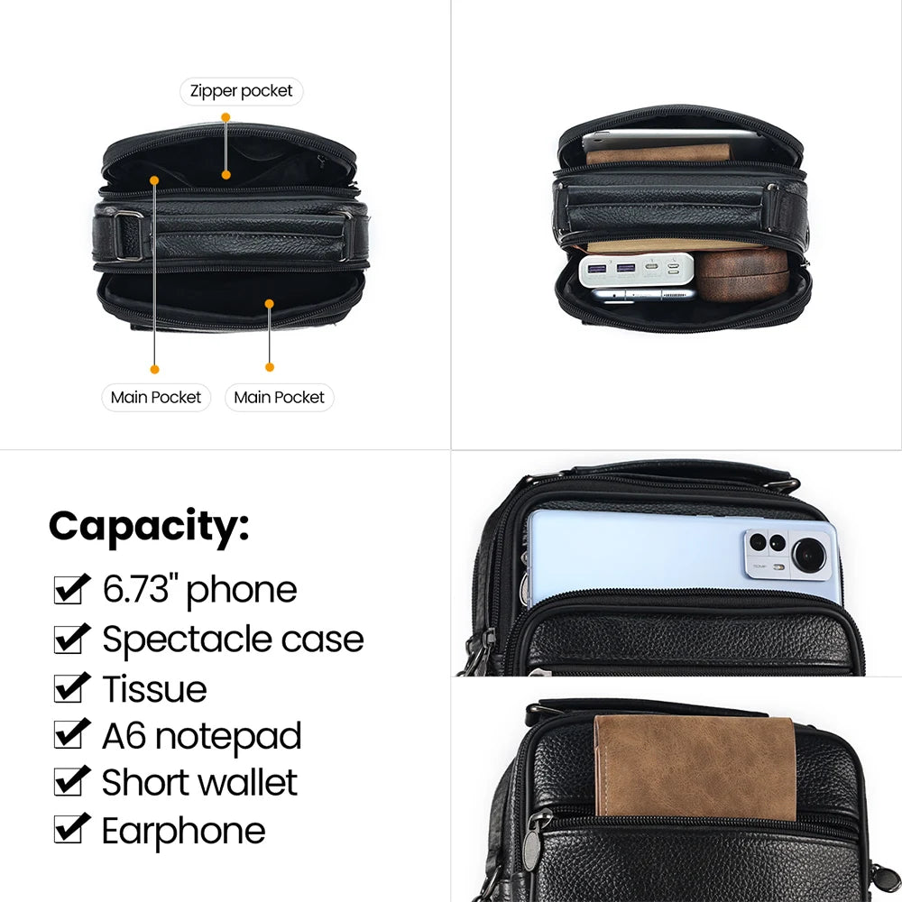 JOYIR hommes en cuir véritable sacs à bandoulière sac de messager pour homme sacs à bandoulière à la mode décontracté voyage sac à bandoulière sacs à main