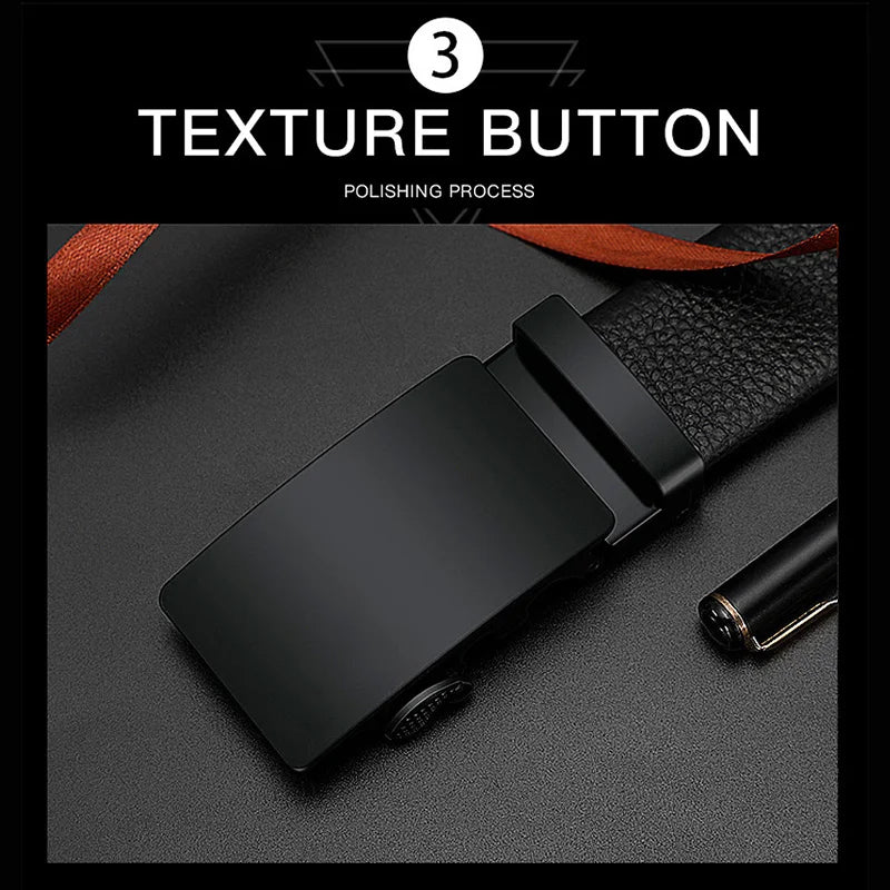 DINISITON Hommes Ceinture Noir Classique Boucle Automatique Ceinture Mode PU Cuir Affaires Pantalons Ceintures