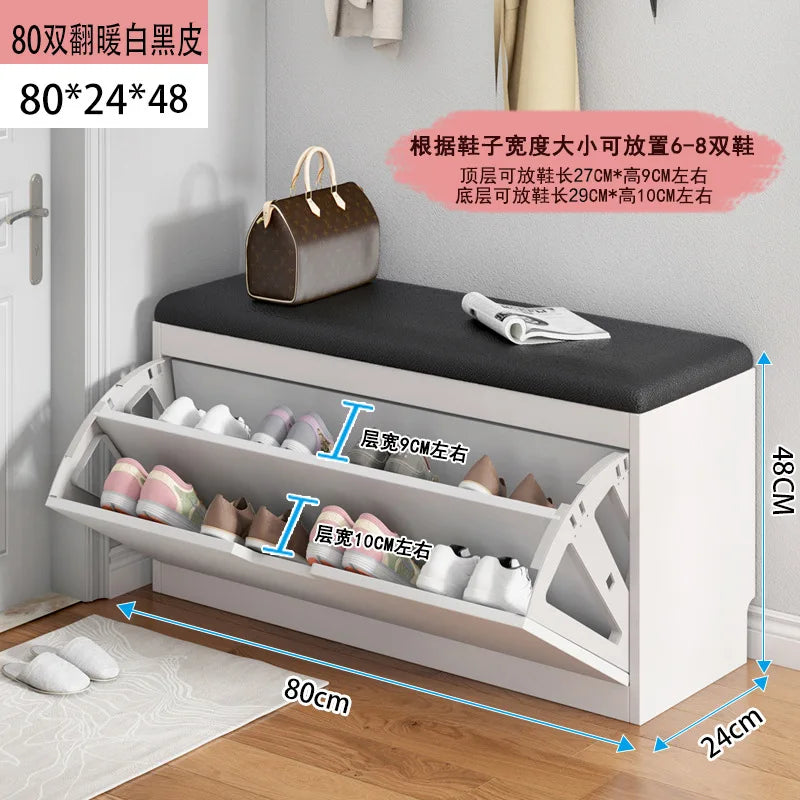 Porche entrée chaussure chaise rembourré salon maison rabat étagère à chaussures banc avec siège armoire à chaussures multicouche