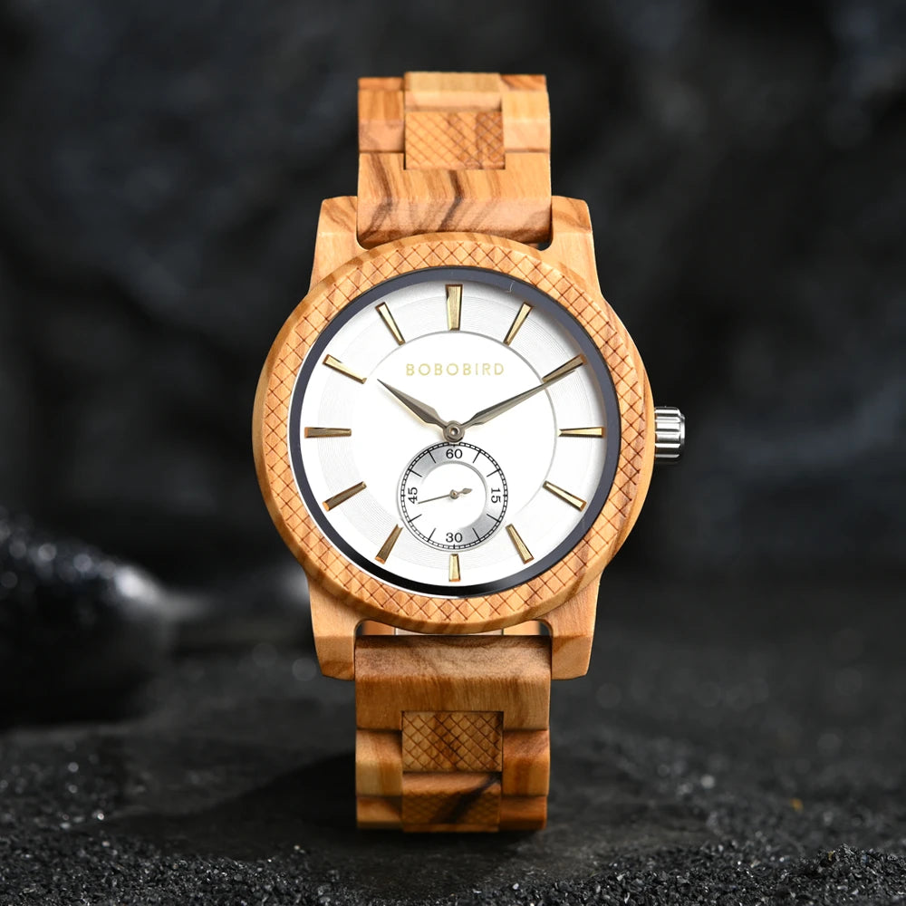 Wood Watch BOBOBIRD Top New Men's Quartz Wristwatch Fashion Business Clock Engraved Watches Custom Logo Great Birthday Gift Box